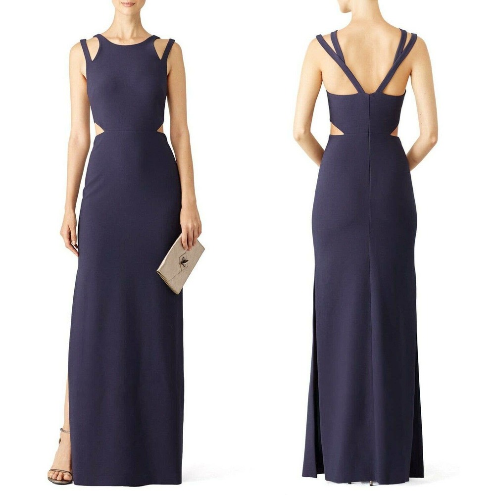 LIKELY Navy Marina Cutout Gown Navy Side Slit Maxi